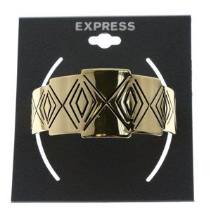 Express gold etched cuff bracelet w/geom design